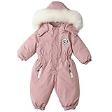 Armkette Hochzeit Silber Kleinkind Winter verdicken Kapuzenmantel Jacke Schneeanzug Kleinkind winddicht Warmer Overall Outwear Schneeabnutzung Kindergartenbuch 1 (Pink, 2-3 Jahre)