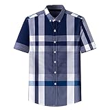 Generisch Karohemd Herren Flanellhemd Faschingshemd Stoff Kurzarmhemd Kariertes Trachtenhemd Mode Freizeithemd Bügelfrei Button Down Oberhemden Stoffhemd Streetwear Casual Holiday Hemd
