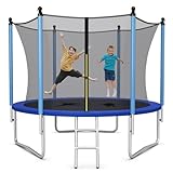 COSTWAY Ø244cm Trampolin Outdoor, Gartentrampolin mit Leiter, Trampolin Komplettset mit Leiter, Sprungmatte, Sicherheitsnetz und Randabdeckung (Ø244cm)