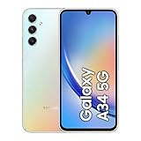 Samsung Galaxy A34 5G, Android Smartphone, 6,6 Zoll Dynamic AMOLED Display, 5.000 mAh Akku, 128 GB/6 GB RAM Handy in Awesome Silver inkl. 30 Monate Herstellergarantie [Exklusiv bei Amazon]