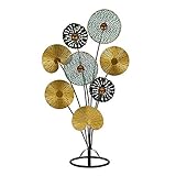 Lifestyle & More Moderne Skulptur Dekofigur Flower aus Metall Schwarz/Gold/Blau Höhe 53 Breite 32 cm