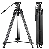 Cayer Video Stativsystem, BV30L 72 Zoll - Professionelles Hochleistungs-Aluminium-Doppelrohrstativ, K3-Fluidkopf, Mittelspreizer, 13,2 LB, DSLR-Camcorder, Plus 1 Bonus-Schnellwechselplatte