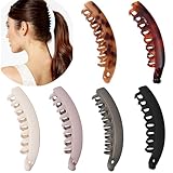 Eyegla 6 Stück Groß Bananenspange Haare Bunten Banana Clip Bananen Haarspangen für Dickes Haar,Rutschfeste Pferdeschwanz Halter Clip für Damen