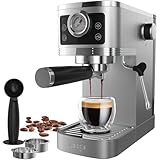 iceagle Espresso Siebträgermaschine 20-Bar Italienischer Pumpe | 1350W Espressomaschine Edelstahl mit Milchaufschäumer, Kaffeemaschine für Cappuccinoo, Touchscreen mit Druckanzeige, 1.3L Wassertank