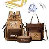 zjhukfmc Rucksack, Reiserucksack Inklusive Federmäppchen Und Tragetasche, Ästhetische Laptoptasche Für Schülerinnen, Für Tägliche Reisen Und Als Schulbegleiter