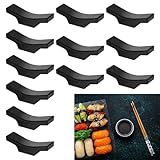 DECARETA 12 Essstäbchenhalter aus schwarzer Legierung Essstäbchen Ablage Löffel Gabel Halter Essstäbchen Halterung Liegerung Stäbchenhalter für Tisch Asiatisches Besteck Zubehör