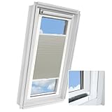 Rollmayer zum Kleben Standard - 14 Stofffarben Kollektion Dachkassettenplissee ohne Bohren Kassetenrollo plissee mit schiene Dachfenster Dachfensterrollos Blickdicht Sonnenschutz, Montage inkl Plissee