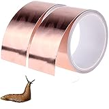 Schnecken- und Schneckenabwehr-Kupferband, 10 MX2 Rollen, 30 mm/50 mm, doppelt leitfähiges Klebeband, für Gartenpflanzen, Töpfe, Schutz, Kupferfolienband für EMI-Abschirmung, Handwerk, elektrische