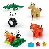 Abholzung Tiere Bausteine Set - Kompatibel mit lego duplo Steine, Mit Tierfiguren, Bauplatten, Groß Blöcke und Blumen bausteinen, Spielzeug Geschenk für 2-5 Jahre Kinder