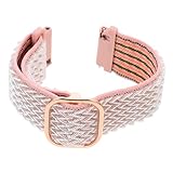 SEWACC Verstellbares Wellenmuster Nylon Uhrenarmband Elastisches Smartwatch Ersatzarmband für Damen und Herren Flexibles Langlebiges Accessoire in Perlenrosa