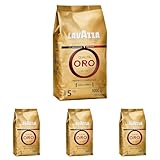 Lavazza, Qualità Oro, Kaffeebohnen, mit Aromanoten von Früchten und Blumen, für einen Samtigen Espresso, 100% Arabica Kaffeebohnen, Intensität 5/10, Mittlere Röstung, 1 kg (Packung mit 4)