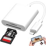 1 x SD-Kartenleser für iPhone iPad, 2-in-1-Speicherkartenleser-Adapter, Digitalkamera auf iPhone-Adapter, iPhone-SD-Kartenleser, SD-Karten-zu-iPhone-Adapter, SD-Leser für iPhone mit SD- und