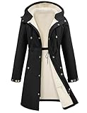 RITOSTA Softshelljacke Damen Lange Übergangsjacke Fleece Gefüttert Winddicht Softshellmantel Wasserdicht Windbreaker Wanderjacke Atmungsaktive Jacke Regenjacke Outdoorjacke mit Kapuze(Schwarz,L)