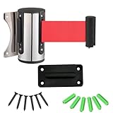 Trsnzul Edelstahl Absperrung Ausziehbar Absperrband Einzeihbar Wand Montiert Absperrung Personenleitsystem Absperrstände Absperrseil Wandgurt Sicherheit für Abgrenzungsständer Crowd Control Rot