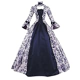 Renaissance Kleider Damen Trompetenärmel - Mittelalter Prinzessin Maxikleid Damen Viktorianisches Palast Kleid Elegant Vintage Cocktailkleid A-Linie Abendkleid Partykleid Halloween Karneval Kostüm