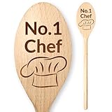 Nr. 1 Kochmütze aus Holz, Kochlöffel für Ehefrau, Ehemann, Mutter, Vater, Enkelkinder, Freund, Tochter, Sohn, Muttertag, Vatertag, Geburtstag, Weihnachten, Backen, Herausforderung, Star, Bäcker, Koch