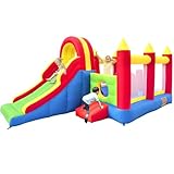 Ballsea Hüpfburg XXL - Riesiges aufblasbares Schloss mit großer Rutsche und Trampolin, 592x290x216 cm - Ideal für Kindergeburtstag und Garten (kein Gebläse)