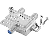 BestPlug Digital Sat Vorrang-Schalter Vorrang-Umschalter Verteiler für Satelliten-Anlagen, IN: 1 LNB-Anschluss Out: 2 Receiver-Anschlüsse, geeignet für 3D SD HD FullHD UHD 4K, Metallausführung