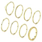 Adramata 8Pcs Gold Ringe für Damen Edelstahl Ring Einfaches Stapelbare Knöchelringe 14 Karat Vergoldet Ringe Set Minimalistisch Fingerring Boho Ringe Daumenring Damen Gold Ringe Frauen