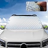 Auto Windschutzscheibenabdeckung Frontscheibenabdeckung mit Magnet schutzt Seitenspiegel, Magnetische Auto Scheibenabdeckung Winter Frostschutz Eisschutzfolie für Meisten Autos SUV LKW 240cm*143cm
