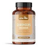 Cordyceps Kapseln hochdosiert | 4000mg Cordyceps pro Tagesdosis | 4:1 Extrakt | Pilze mit Zink, Maca und Ginseng für Fokus und Immunsystem | Laborgeprüft und Vegan | 120 Stück | Alpha Foods