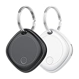 Item Finder Bluetooth, Air Tracker Tag Compatible with Apple Find My (nur iOS), Schlüsselfinder Locator für Koffer, Gepäck und mehr, 100dB Piepton, austauschbarer Akku, 1 Weiß 1 Schwarz