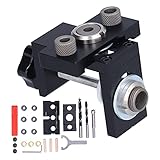 Holzdübel Bohrer Dübelhilfe 3 in 1, Aluminium Dübelbohrlehre, 8/10 / 15mm Bohrer, max. 52mm Dicke - Rostfrei, präzise Positionierung, ideal für Möbelbau und DIY