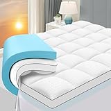 Autsel Matratzentopper 180x200cm, Gel Topper mit Waschbarem Matratzen Topper, Hypoallergene Gelschaum Topper mit Matratzenauflage, Maschinenwaschbar Kaltschaum Topper Matratzenauflage