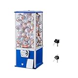 VEVOR Kaugummiautomat für Kinder, 63,5 cm Höhe, PS-Flummi-Spender, für 230 Kapsel-Spielzeug, rechteckige Kaugummi-Maschine für Spielgeschäfte, Münzbetriebene Kaugummibank, Blau