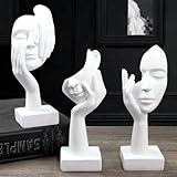 Marimor Statuen Set 3 Stück Moderne Figuren Deko Skulpturen für Wohnzimmer, Eingangsbereich, Büro, Schreibtisch Geschenk Dekoration (Weiß)