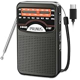 PRUNUS J-167 AM/SW/FM/UKW Radio Klein, Taschenradio Mini Radio mit Akku Wiederaufladbarer, Transistorradio mit Exzellentem Empfang, USB-C-Laden, mit Kopfhöreranschluss, Einfaches Radio für Senioren.