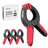 Nirox 4er Set Federklemmen - Klemmzwingen mit großer Spannweite - Hohe Spannkraft der Federzwingen - Leimzwingen mit beweglichen und geriffelten Klemmbacken - Einhandzwingen Schwarz