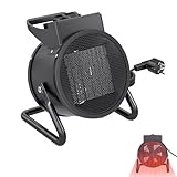 MAYTIIMO Keramik Heizlüfter Elektroheizer mit PTC-Keramik Heizelement, 2 Heizstufen, Elektroheizgebläse mit Überhitzungsschutz für Baustelle Garage Werkstatt Wohnung – 2KW, Schwarz