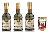 Colavita Aromed Evoo - Tartufolio -Gewürz, weiße Trüffel -Aroma -Olivenöl, 3x 250 ml Glasflasche + Italian Gourmet polpa 400g