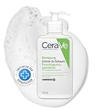 CeraVe Creme-zu-Schaum Reinigung, Feuchtigkeitsspendende Reinigungscreme, Für normale bis trockene Haut, Entfernt Schmutz und Make-up, Mit Hyaluron und Ceramiden, 236 ml