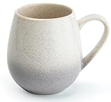 Happy Lemuro Teetasse Groß - 550 ml - Kaffeetasse Groß - Jumbotasse - Große Teetasse - XXL Tasse - Tee Tasse Gross - Tea Cup - Tee Zubehör - Tea Mug - Glänzend - Weiß-Lila