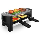 Cecotec Raclette mit elektrischem Grill für 2 Personen Raclette Cheese&Grill 3200 Pocket AllStone. 320W, Edelstahl-Finish, Antihaft-Stein-Grillplatte, inklusive 2 Pfännchen und 1 Spachtel