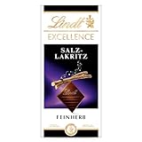Lindt EXCELLENCE Salz-Lakritz - Feinherbe Schokolade | 100 g Tafel | Mit würzigem Salz-Lakritz | Intensiver Kakao-Geschmack | Dunkle Schokolade | Schokoladengeschenk