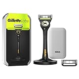 Gillette Labs Nassrasierer Herren, Rasierer mit Reinigungs-Element + Reise-Etui zur Aufbewahrung für unterwegs + 2 Rasierklingen, Geschenk für Männer, Premium-Magnetdock (Verpackung kann variieren)