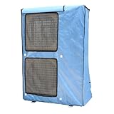Abdeckung für Klimaanlagen für den Außenbereich, Doppelfenster, AC-Abdeckung mit Klappe, Belüftung, Netzschutz (Blau, 110 x 45 x 150 cm)