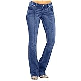 Jeans Damen High Waist Stretch Schlaghose Slim Fit Flare Jeanshose Bootcut Denim Hose Freizeithose Elegante Einfarbig Weite Bein Hosen Bequem Passform Stoffhose Gerade Geschnitten, XS-4XL