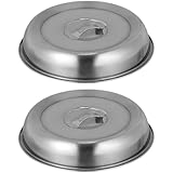 BESPORTBLE Edelstahl Haushalts Steakabdeckung 20cm Runde Geschirrabdeckung mit Griff Hitzebeständig für Teppanyaki und Servierwagen 2 Stück
