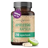 Apfelessig Kapseln Hochdosiert –210 Kapseln – Apple Cider Vinegar – 1000mg Apfelessig pro Tagesdosierung – 3,5 Monate Vorrat an Apfelessig Kapseln – vegan – ohne Zusätze