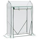 LARMNEE Tomaten Gewächshaus, Foliengewächshaus, Tomatengewächshaus klein, Tomatenhaus Balkon, Windfest, Stabil, Spitzdach, PE Gitterfolie, 100 x 50 x 150 cm, Garten, Weiß EWT16GH02