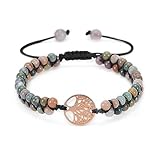 TONAUP Chakra Armband lebensbaum Naturstein Perlen, Yoga Armband Glücksarmband Chakra (Umfang19-30 cm)