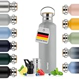 Blumtal Thermosflasche 500ml - doppelwandige Trinkflasche Edelstahl 500ml - Isolierflasche 500ml BPA frei - Edelstahl Trinkflasche - Teeflasche - Trinkflasche Thermo - Sportflasche - Ultimate Grey