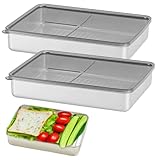 MEYAGOT Aufschnittbox Fresh,2PCS 800ml Aufschnittboxen Für Kühlschrank,Aufschnittdose Mit Deckel,Luftdicht Aufschnittbox Edelstahl Für Obst Geeignet,Fleisch,Käse(20cm x 14.5cm x 4.5cm)