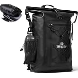 Grapelet Motorrad Rucksack，Wasserdicht Motorrad Rucksack 40L，Motorradrucksäcke für Herren，Rolltop Rucksack mit abnehmbaren Schultergurten PVC500D schwarz Dry Bag mit Seitentasche