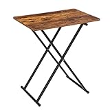 HOOBRO Beistelltisch Klappbar, Kleiner tabletttisch, verstellbare Höhe Klapptische, 60 x 40 x 60 cm, TV Tray im Industriestil, Tablett Tisch, Snack Tisch, Dunkelbraun EBF16BZ01