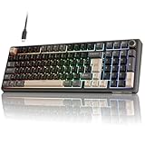 RK ROYAL KLUDGE R98 Pro Mechanische Tastatur Kabel, 96% Gasket Gaming Tastatur QWERTZ RGB mit Nummernblock und Knopf, PBT-Tastenkappen, Hot Swap Linearer Creamy Switches